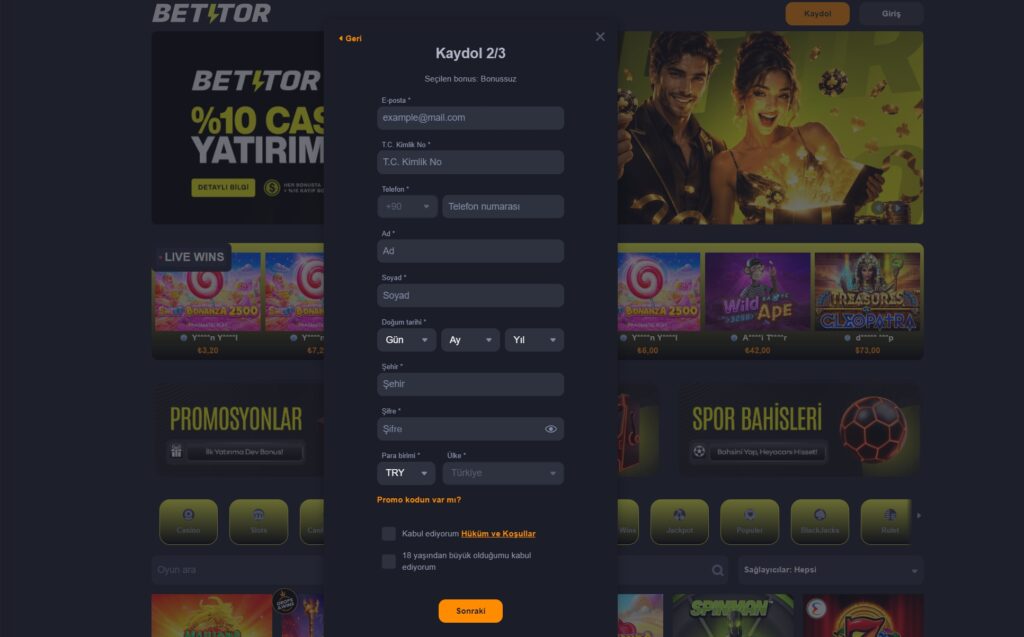 betitor kayıt